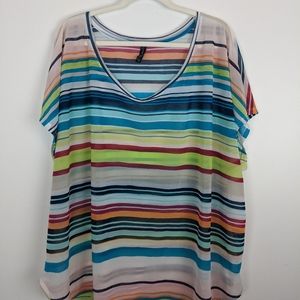 Lane Bryant Semi Sheer Stripe Top Sz 26/28